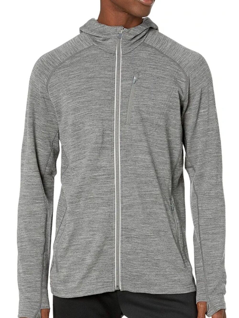 Men's Lightweight Full-Zip Hooded Jacket - Gray